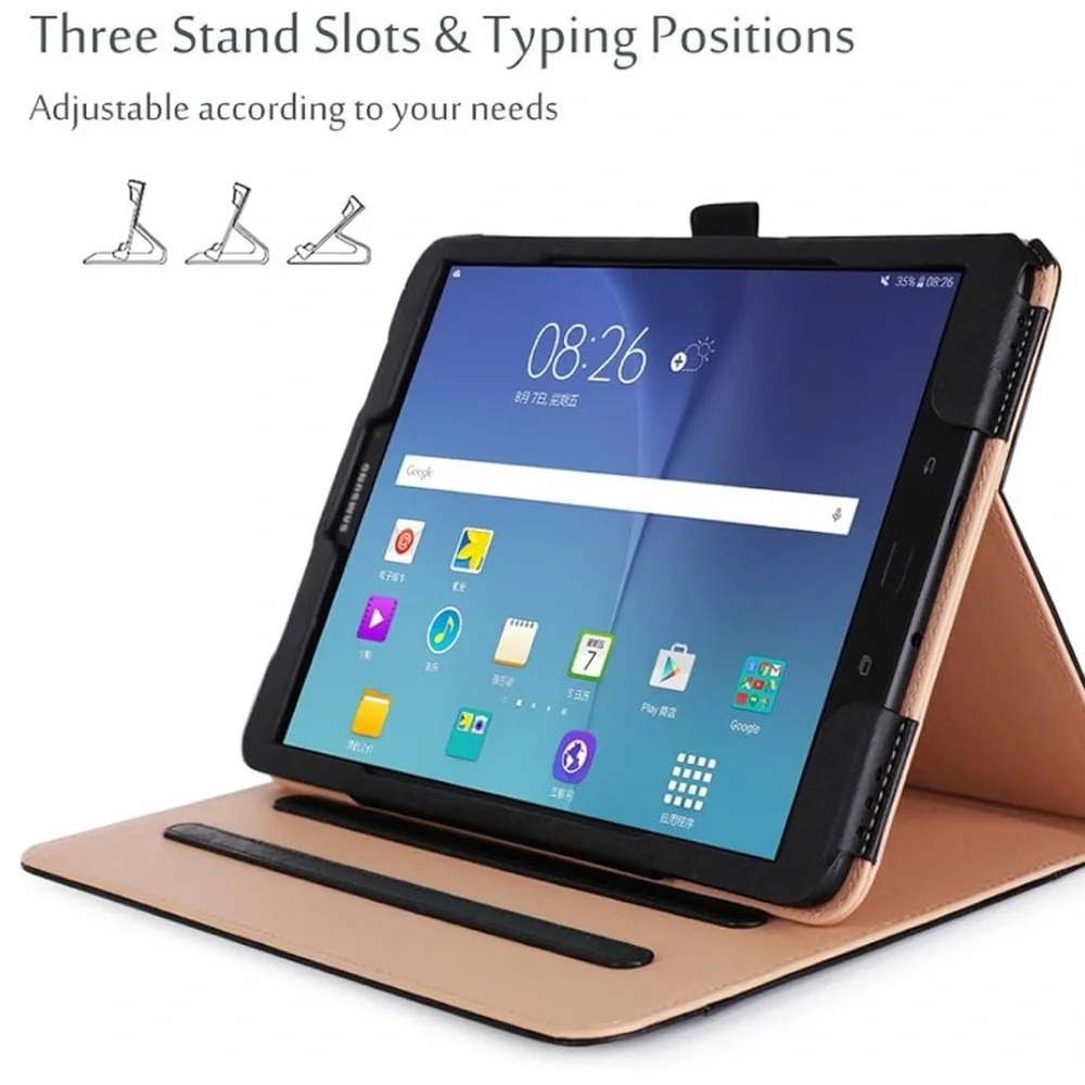 ProCase Galaxy Tablet S3 9.7” Case/Stand w Multiple Viewing Angles-Black Leather